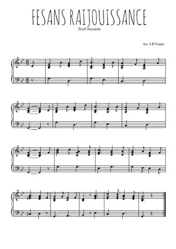 Téléchargez l'arrangement pour piano de la partition de Fesans raijouissance en PDF